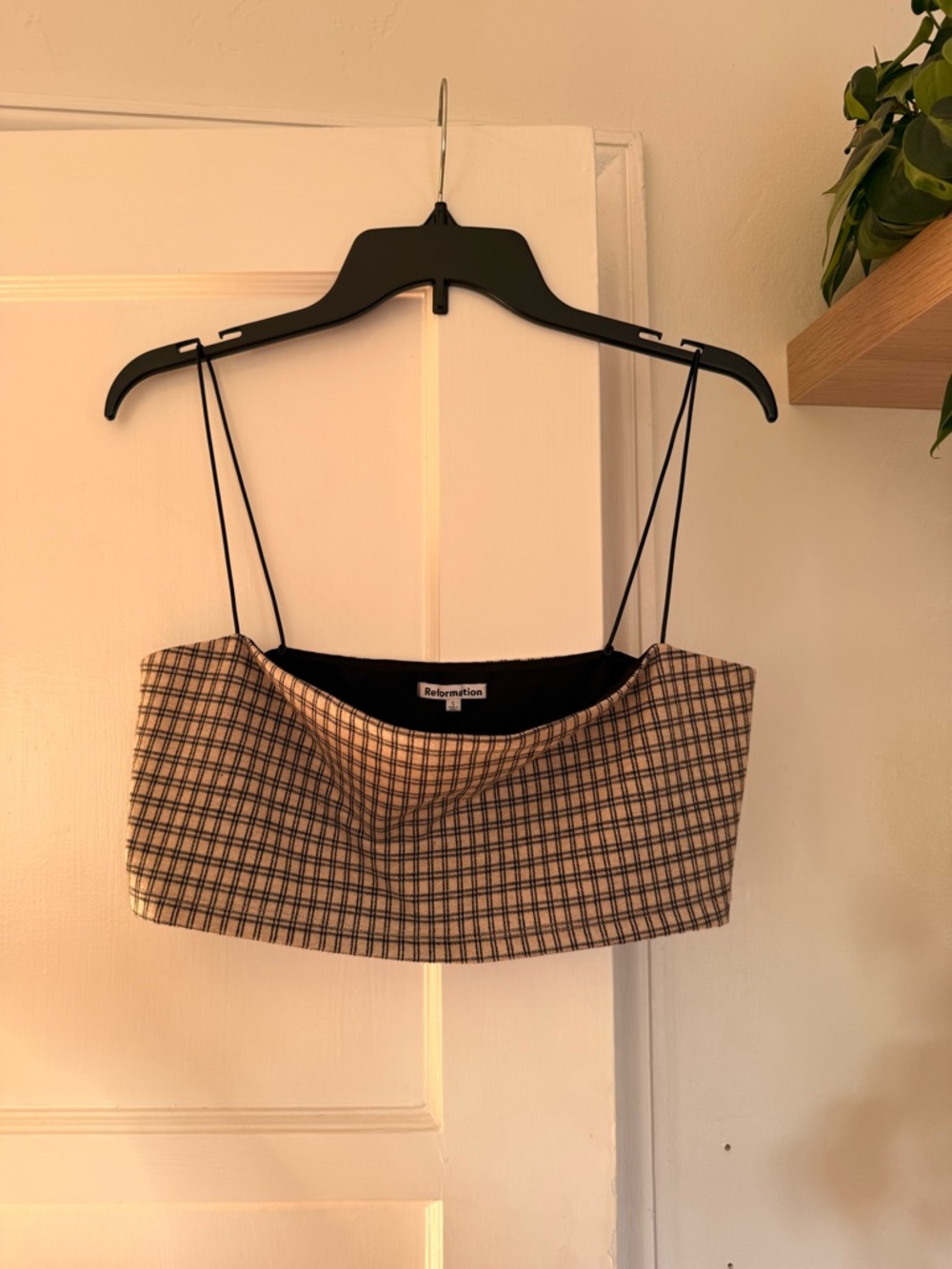 Reformation Callista Knit Crop Top in Checkered
